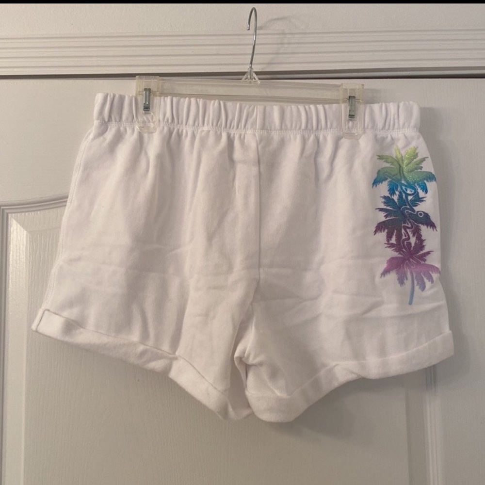 Pink vs Palm tree shine boyfriend shorts size l - Picture 3 of 4